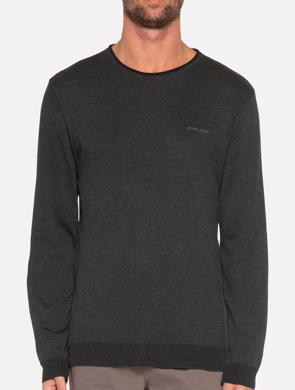 Suéter John John Masculino Tricot New Basic Cinza Escuro Mescla
