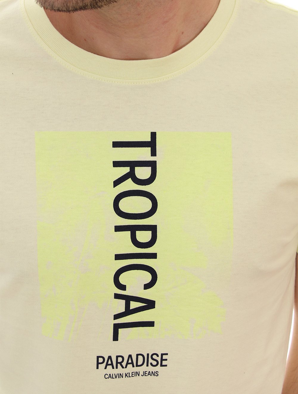 Camiseta Calvin Klein Masculina Tropical Block Amarela