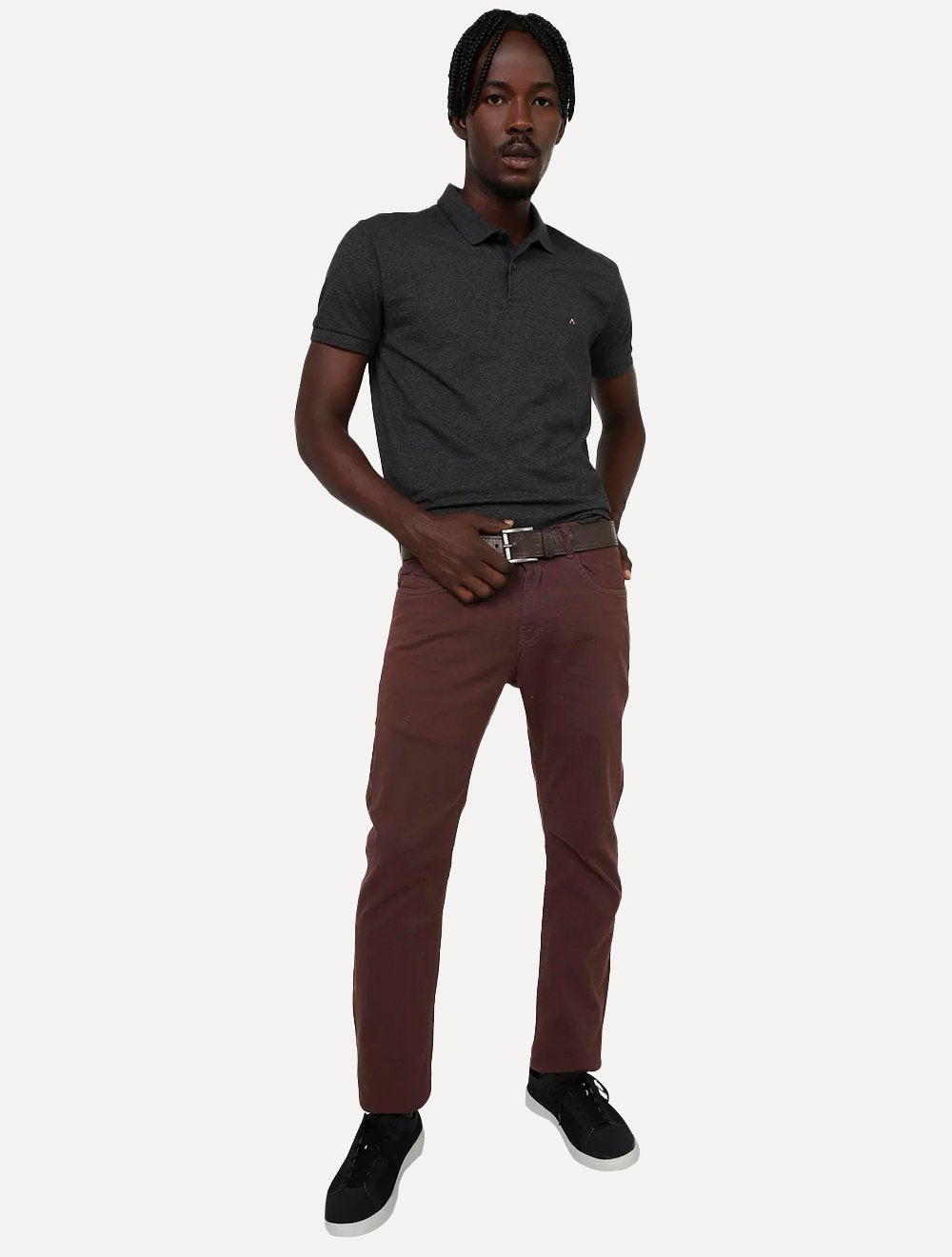Polo Aramis Masculina Piquet Inner Detail Tape Grafite Mescla