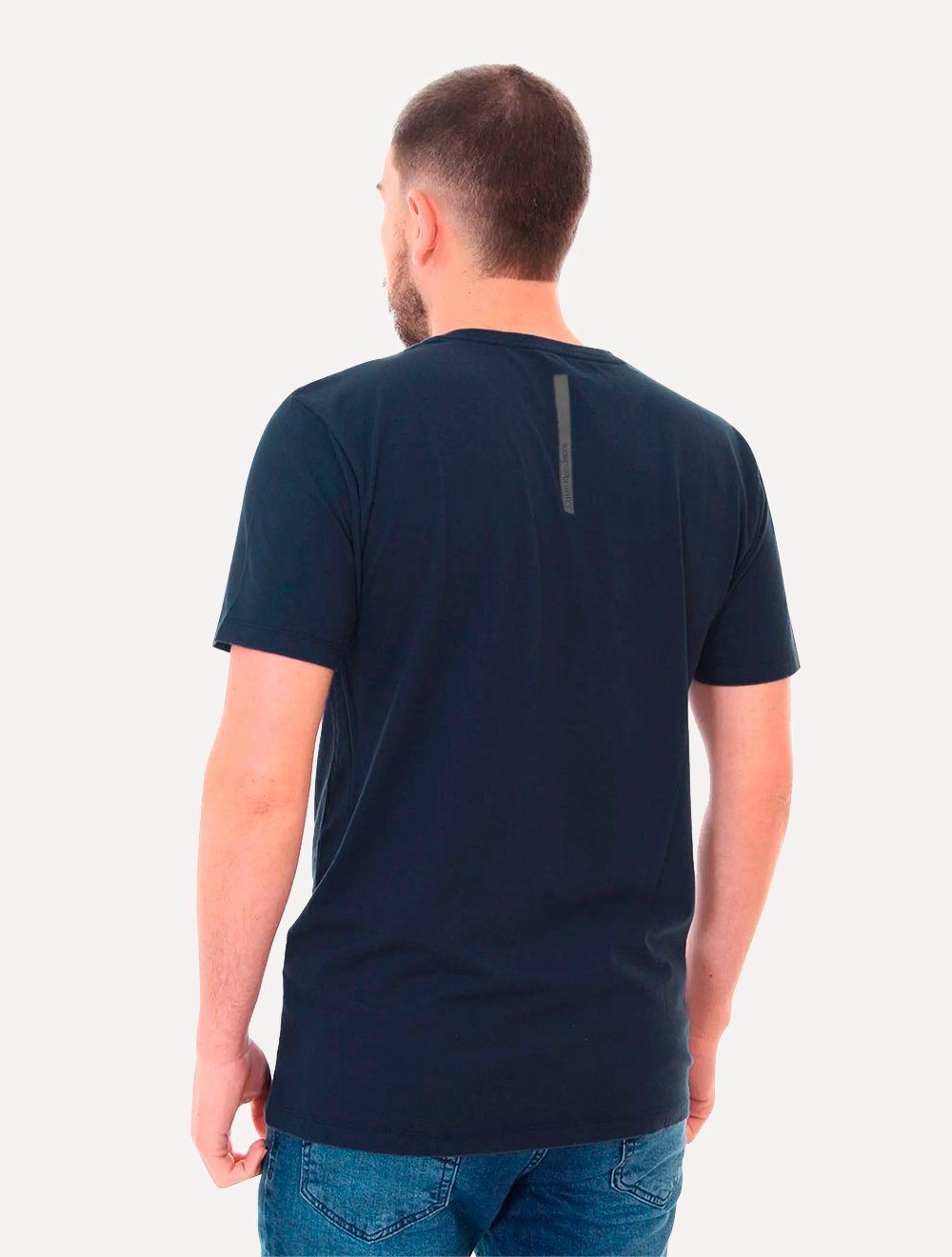 Camiseta Calvin Klein Jeans Masculina Gola V New Logo Blue Square Azul Marinho