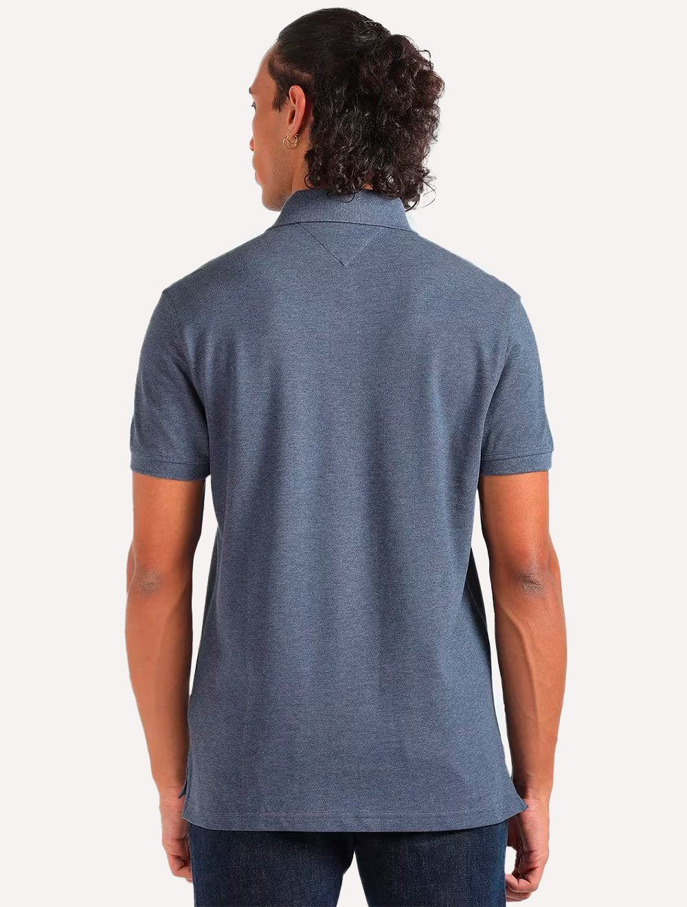 Polo Tommy Hilfiger Masculina Regular Piquet 1985 Azul Jeans Mescla
