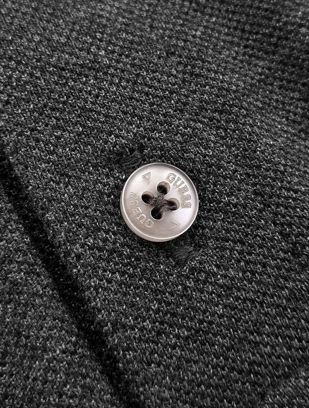 Polo Guess Masculina Piquet Tag Logo Chumbo Mescla