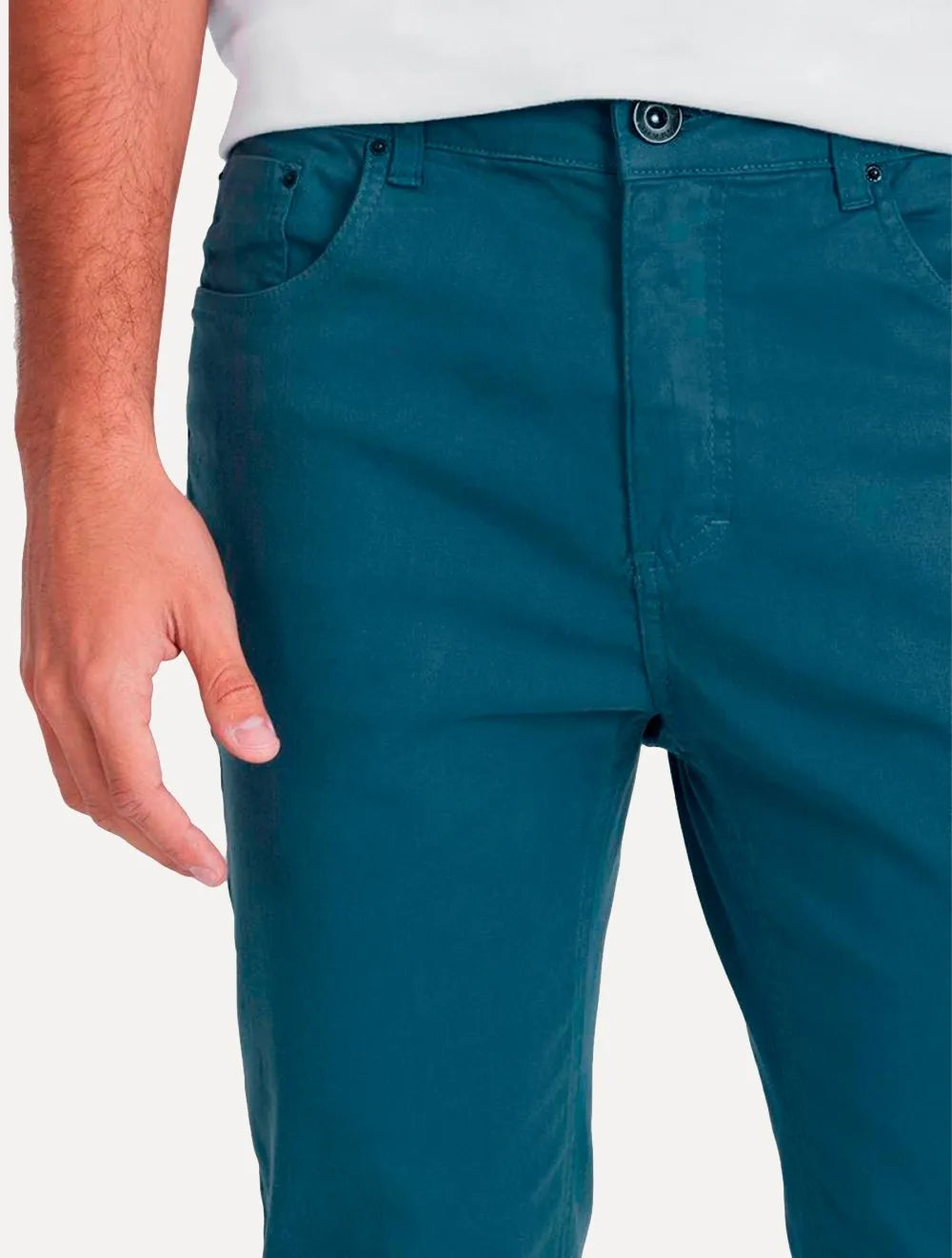 Calça Aramis Masculina Sarja Slim Color Tinturada Azul Índigo