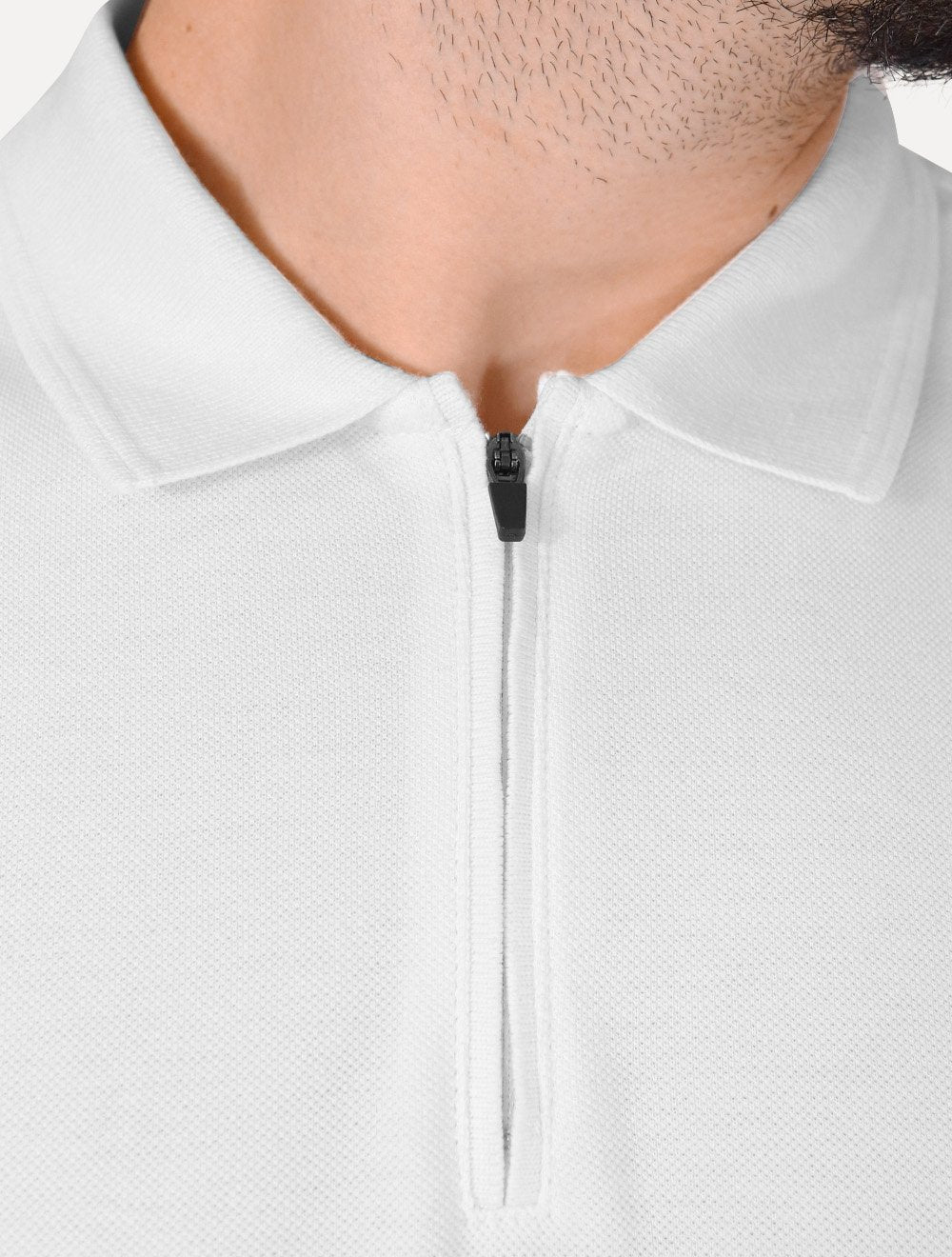 Polo Calvin Klein Masculina Piquet Slim Half Zip Branca