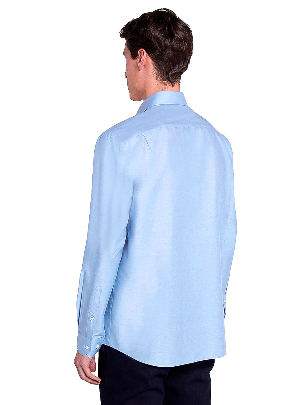 Camisa Dudalina Masculina Comfort Tricoline Lisa Azul