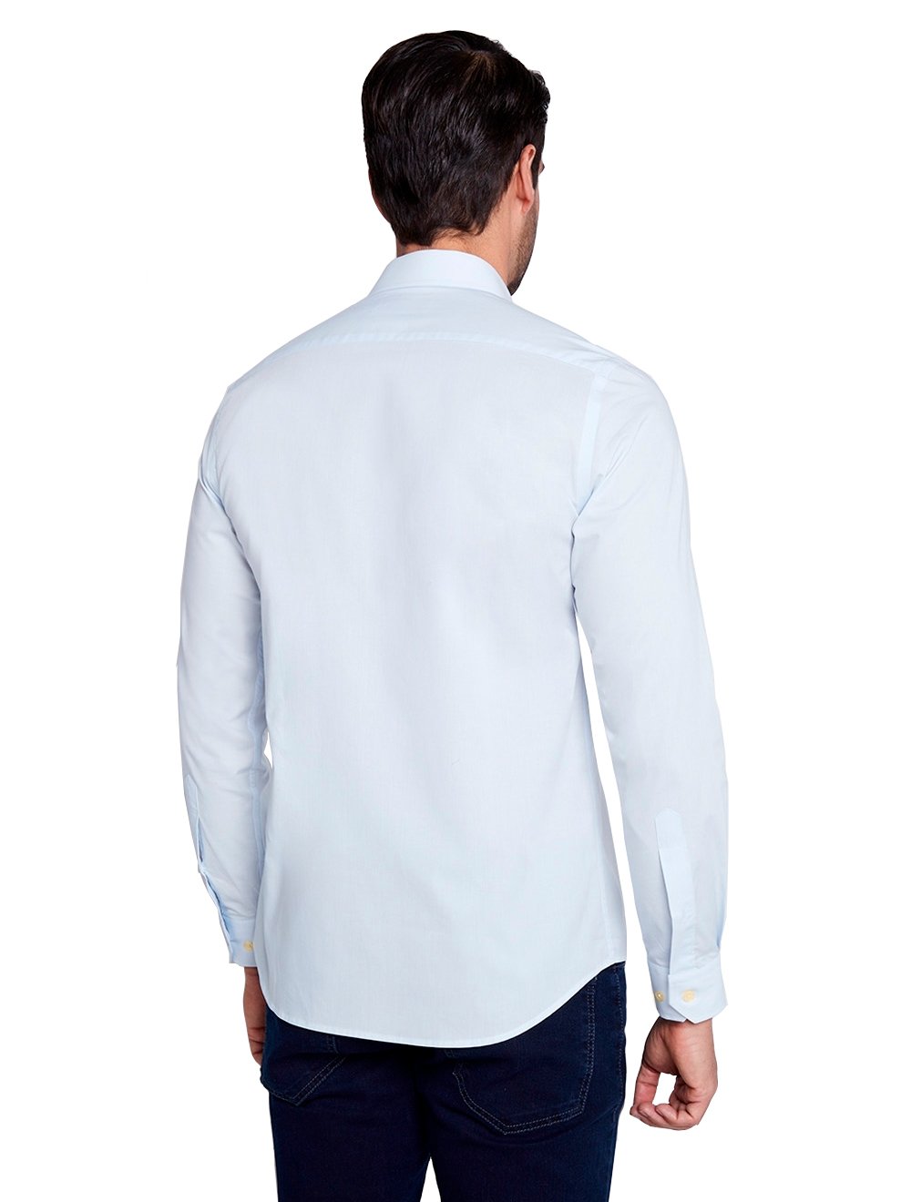 Camisa Dudalina Masculina Slim Tricoline Stretch Lisa Azul Claro