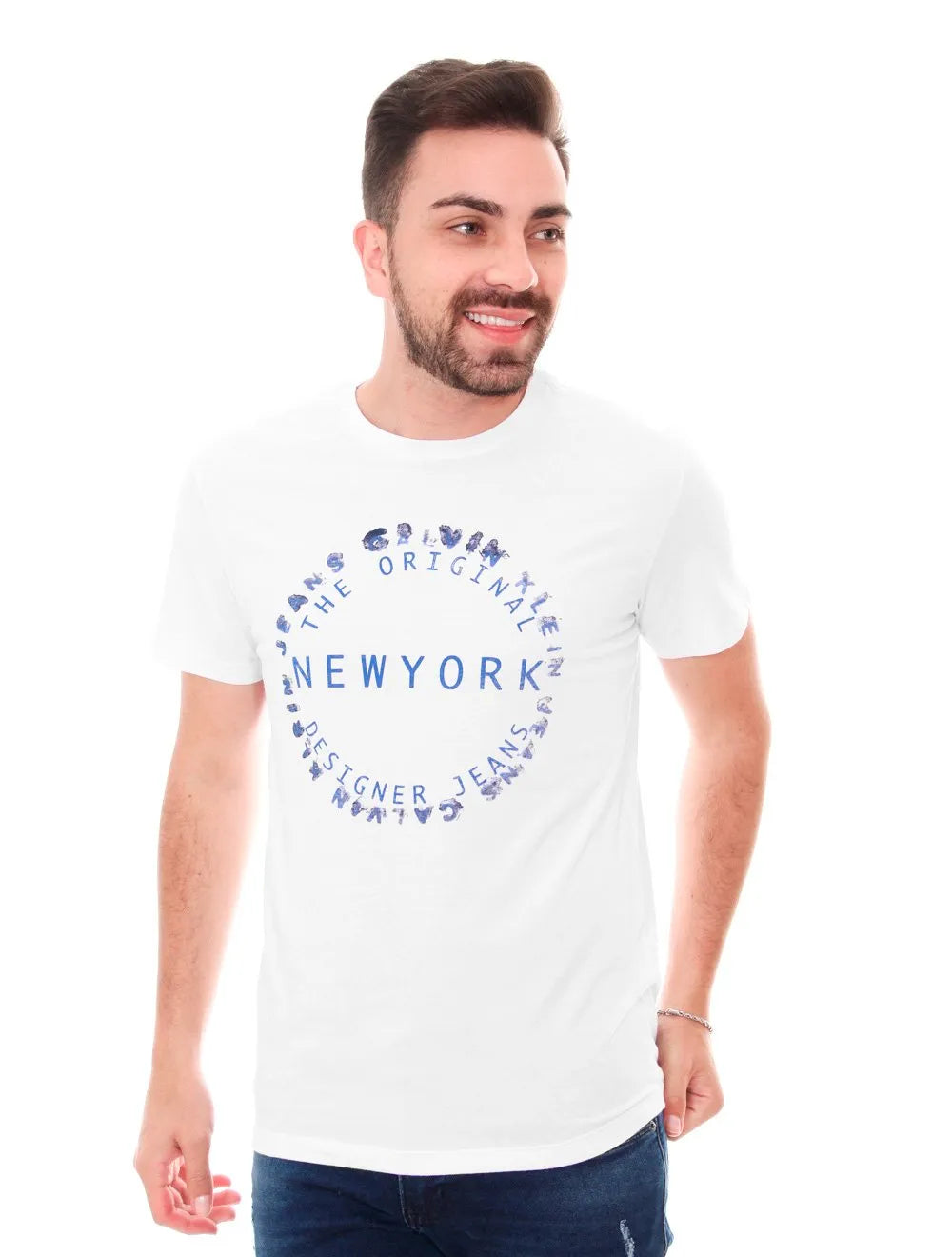 Camiseta Calvin Klein Jeans Masculina New York Branca