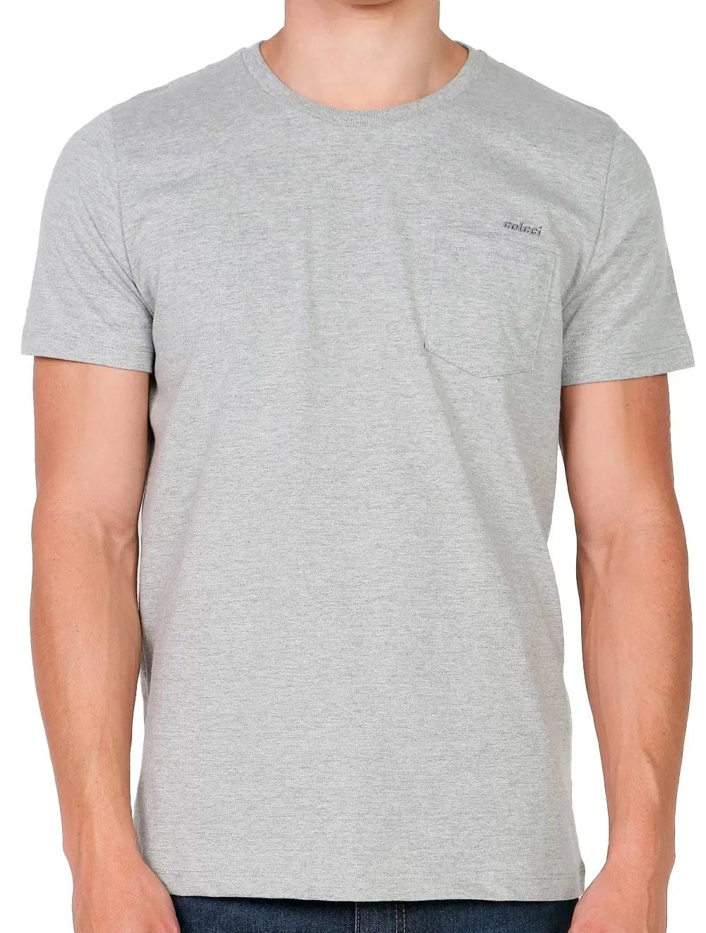 Camiseta Colcci Masculina Pocket Authentic Trademark Cinza Mescla