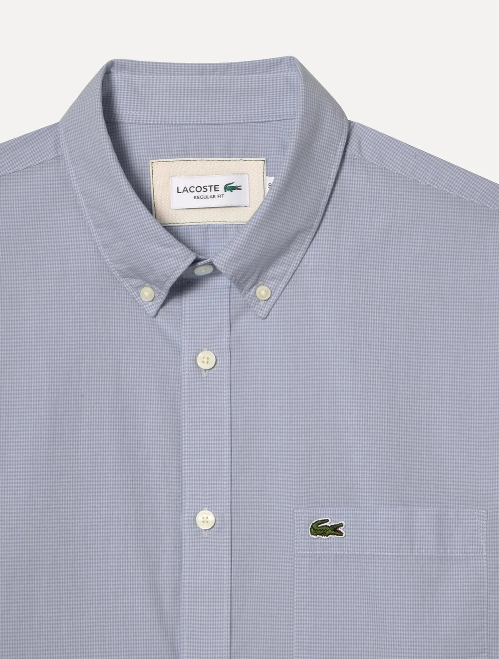 Camisa Lacoste Masculina Cotton Poplin Grid Branco/Azul
