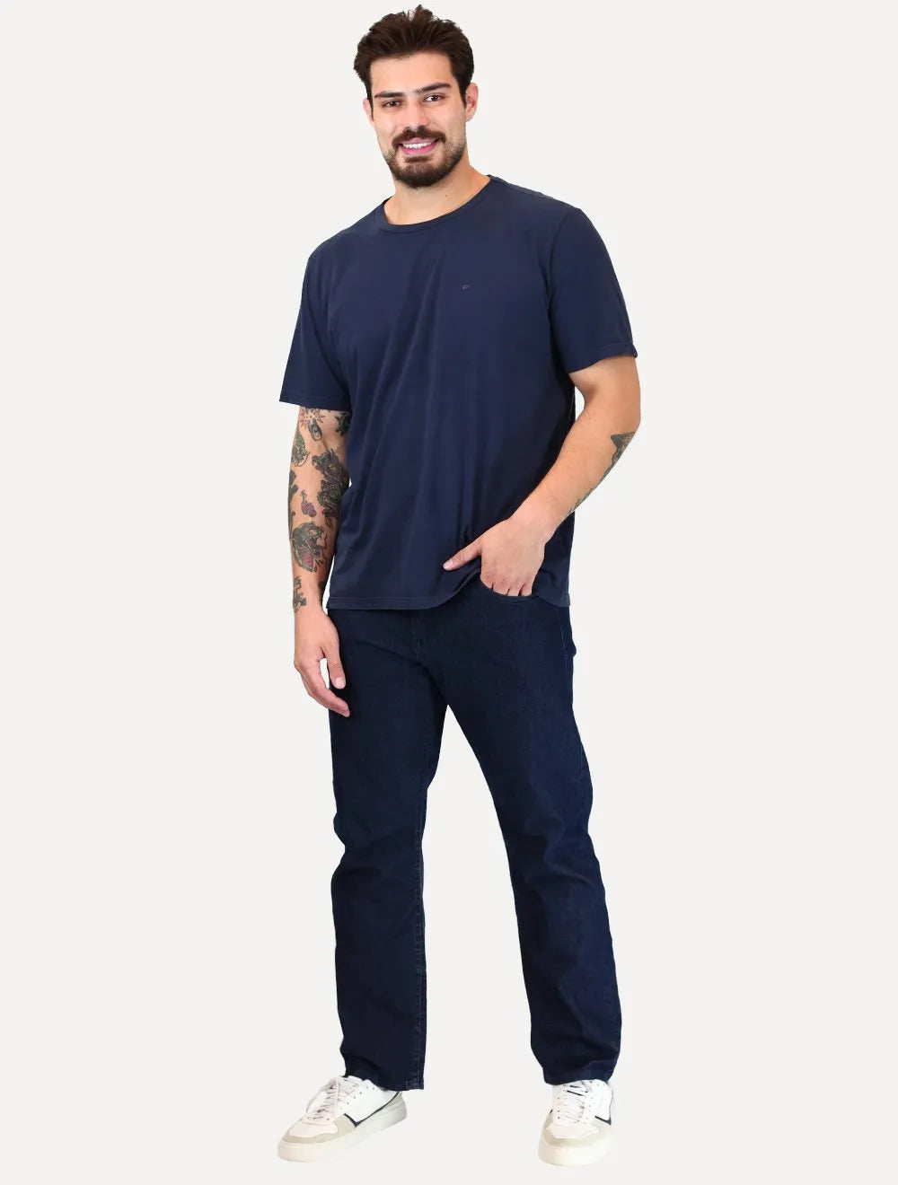 Calça Calvin Klein Jeans Masculina Straight Five Pockets Azul Marinho