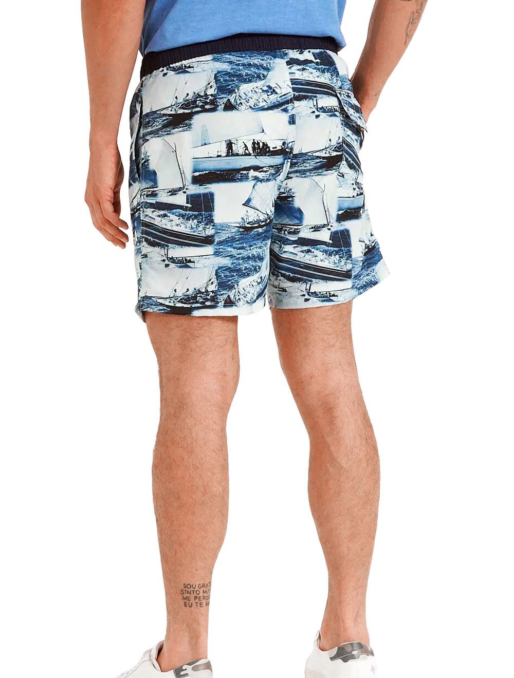 Bermuda Forum Masculina D'Água Beachshort Boats Azul