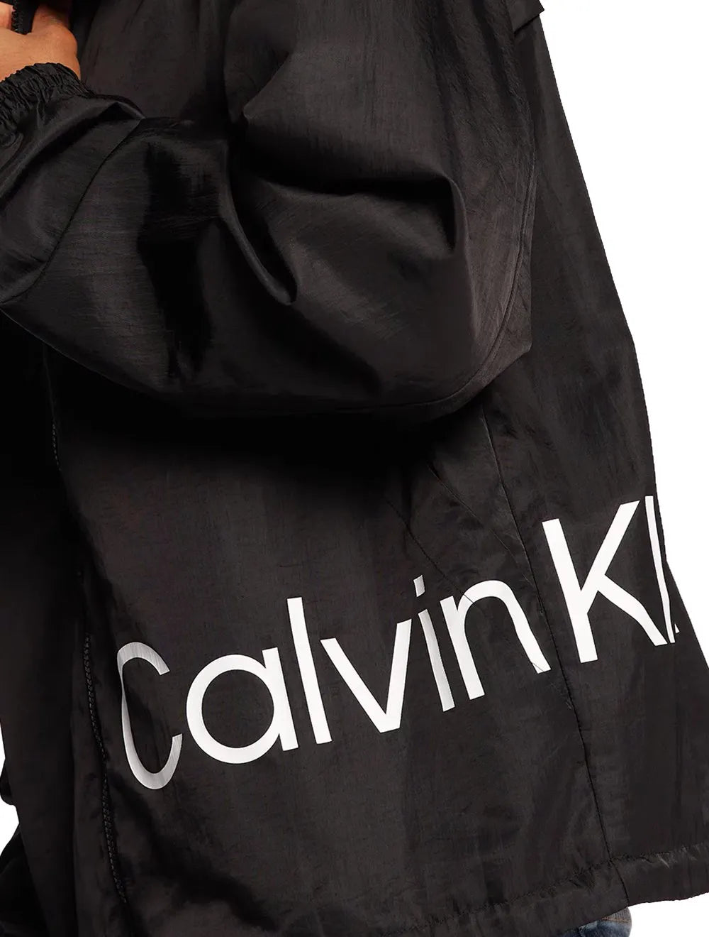 Jaqueta Calvin Klein Jeans Masculina Hoodie Colorblock Lateral Logo Preta