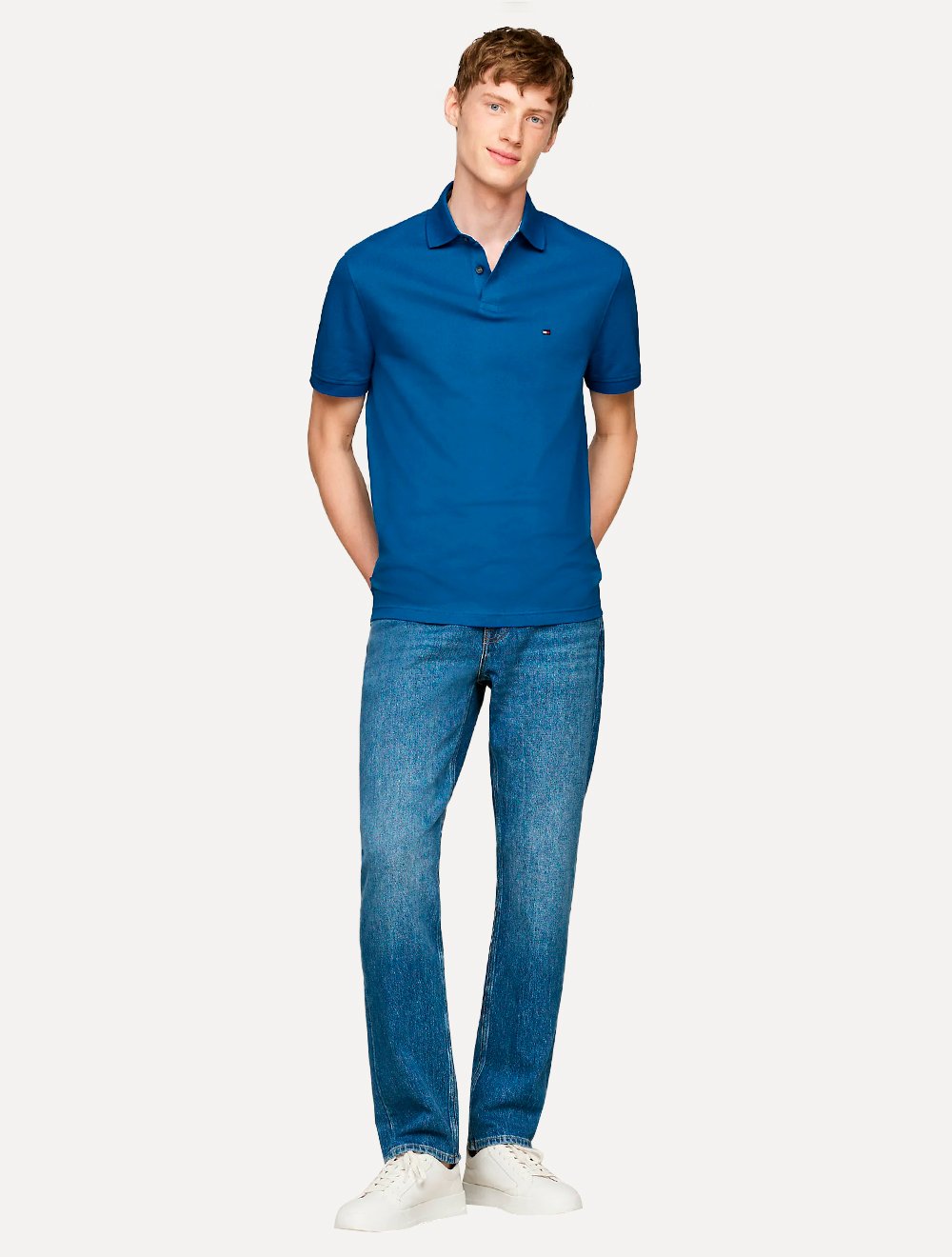 Polo Tommy Hilfiger Masculina Regular Piquet 1985 Azul Royal