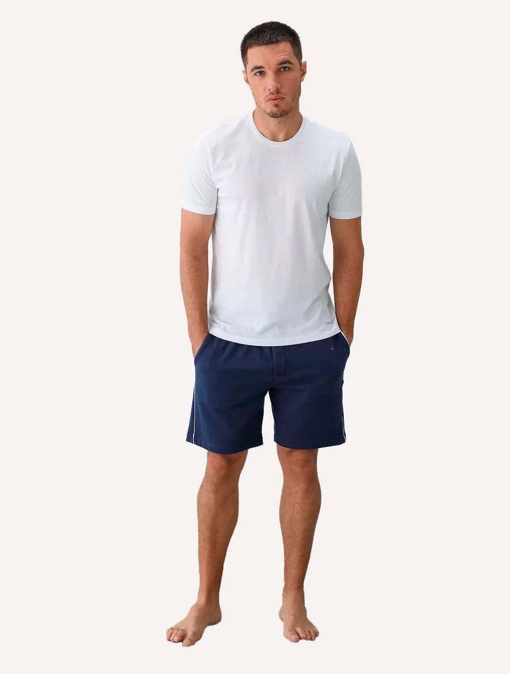 Camisetas Calvin Klein Underwear Masculinas C-Neck Branca Pack 2UN