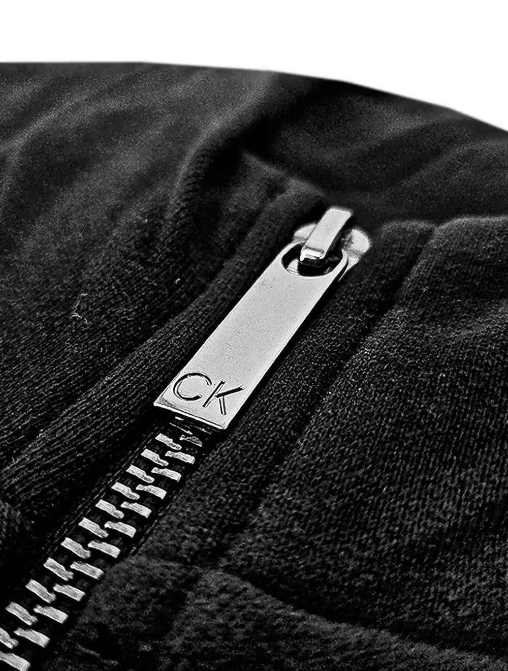 Moletom Calvin Klein Masculino Hoodie Full-Zip CK Tag Preto