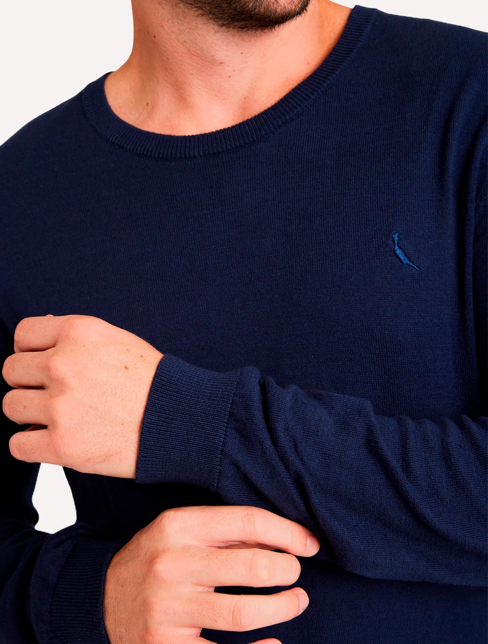 Suéter Reserva Masculino Tricot Basico Gola Careca Azul Marinho