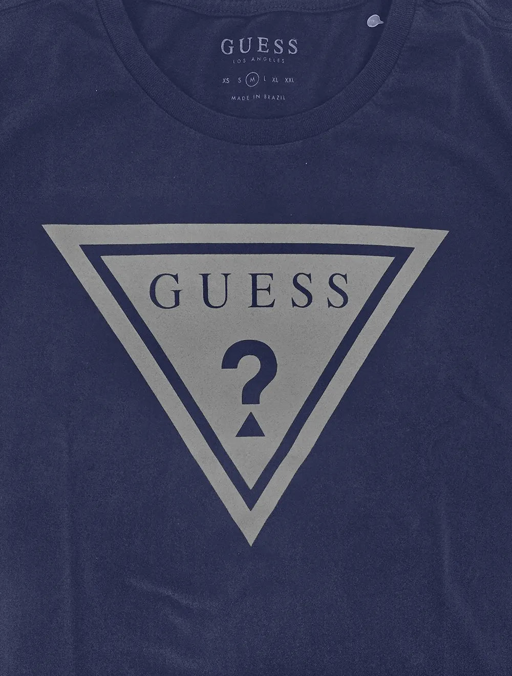 Camiseta Guess Masculina Full Gray Logo Print Azul Marinho