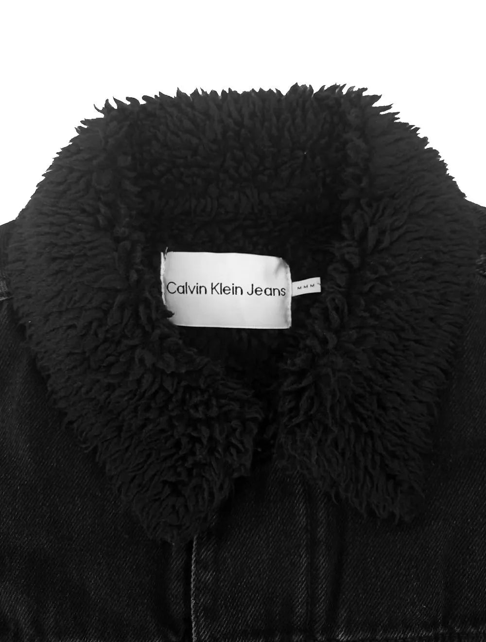 Jaqueta Calvin Klein Jeans Trucker Denim Inner Sherpa Preta