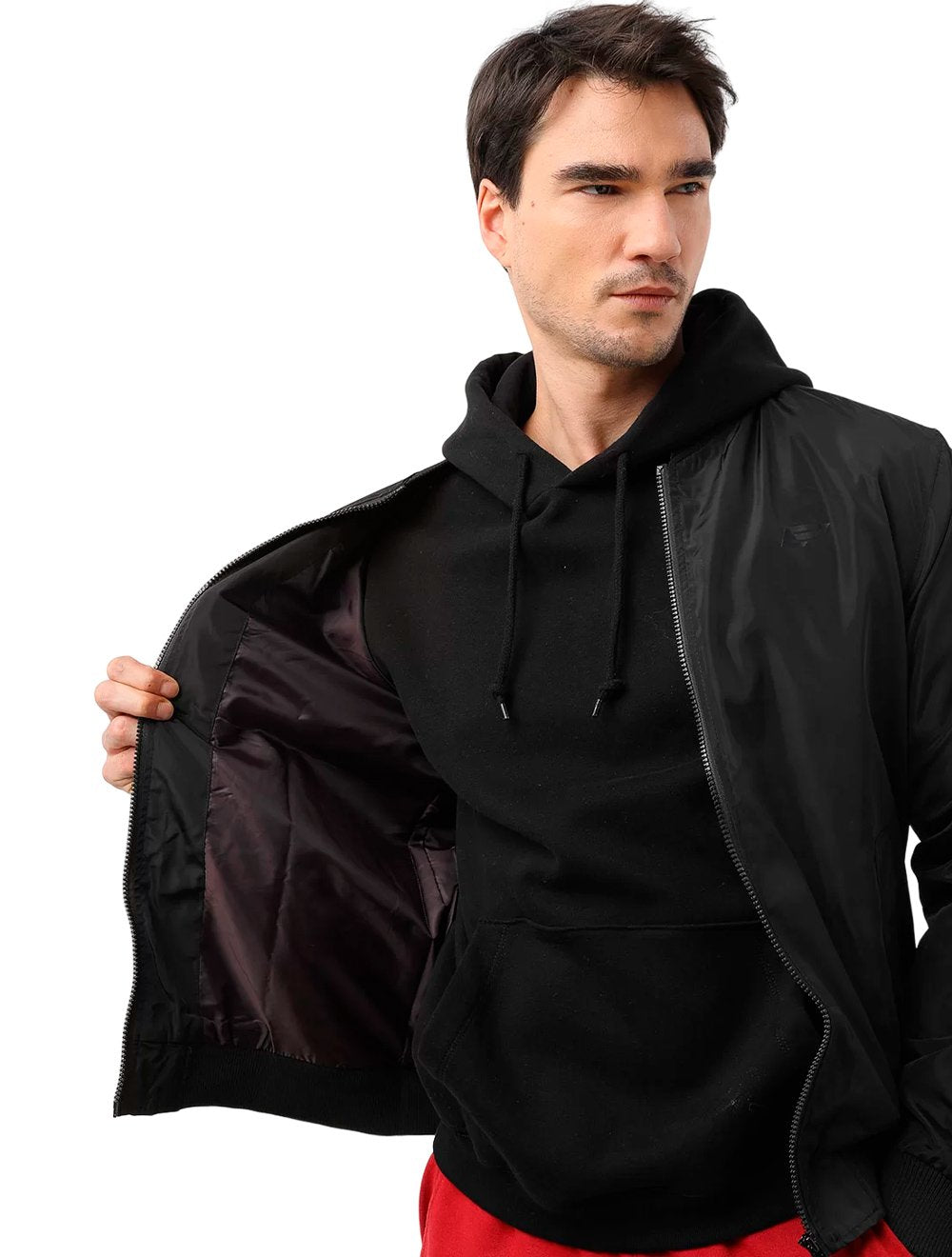 Jaqueta Ellus Masculina Nylon Light Logo Chest Preta