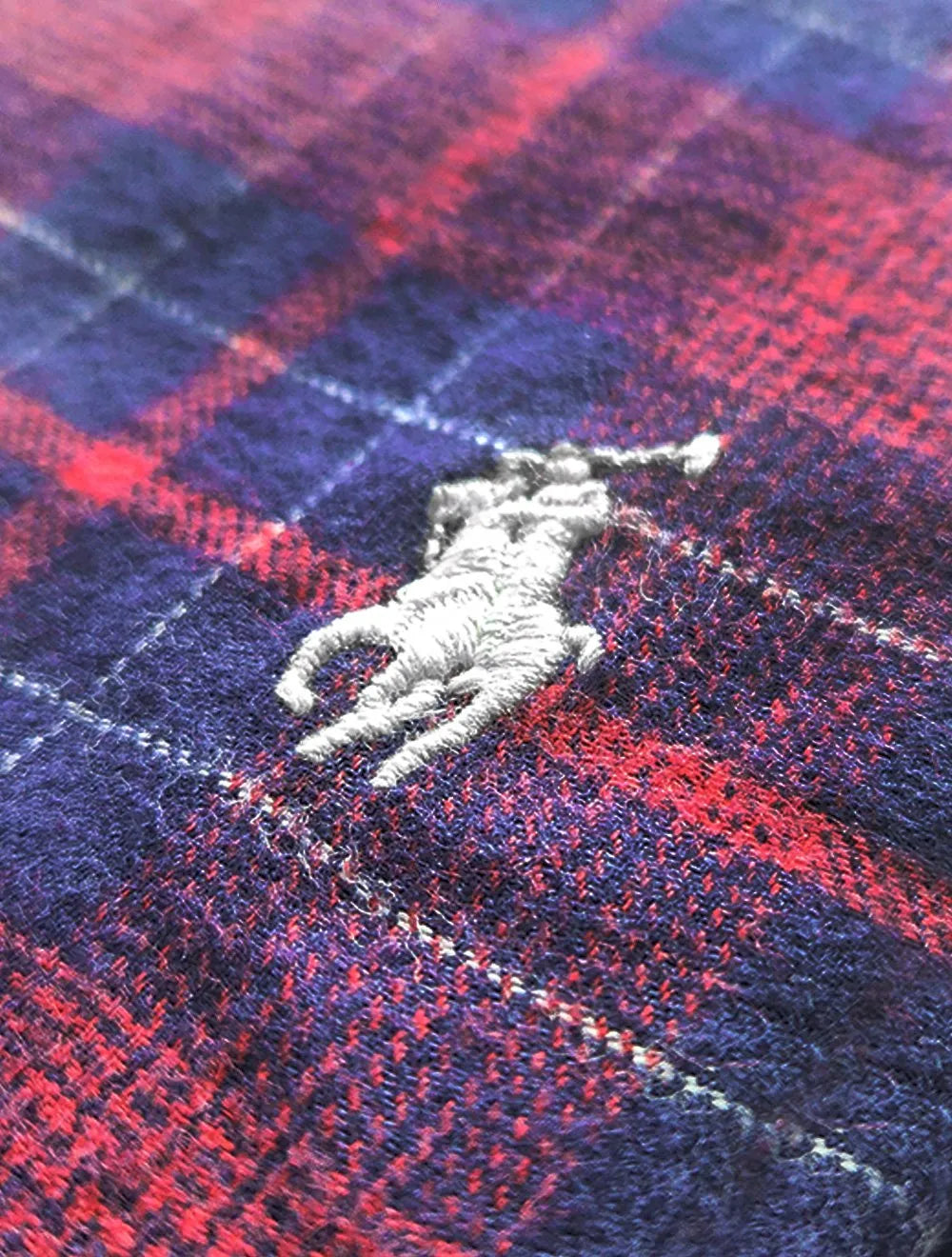 Camisa Ralph Lauren Masculina Custom Fit Flannel Xadrez Gordon Vermelho/Marinho