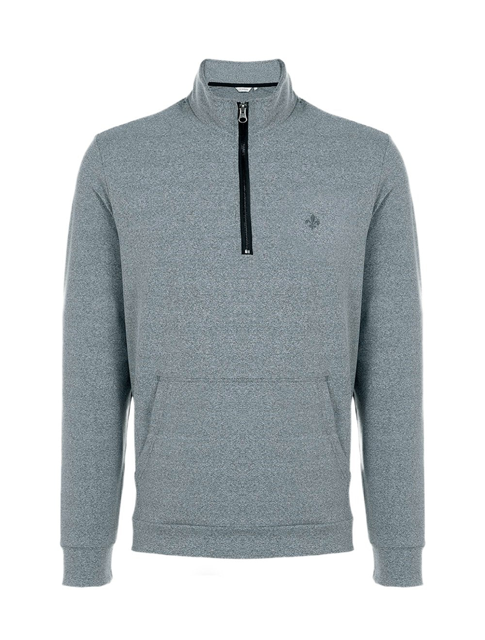 Blusa Dudalina Masculina Malha Flex Meio Ziper Cinza Mescla