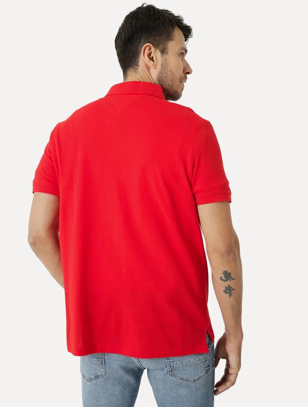 Polo Tommy Hilfiger Masculina Piquet Small Chest Stripe Vermelho Escarlate