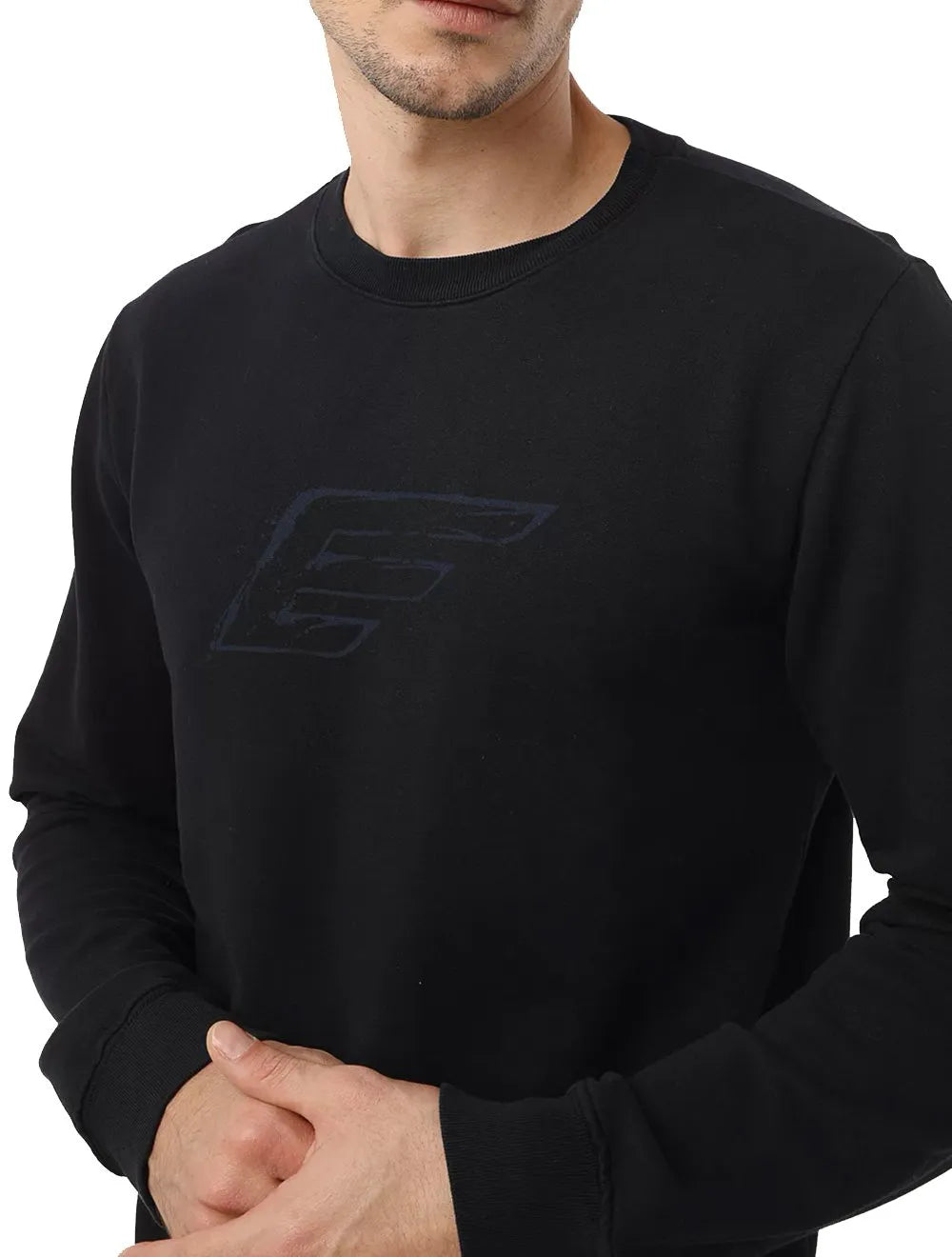 Moletom Ellus Masculino Crewneck Maxi Blu Logo Preto