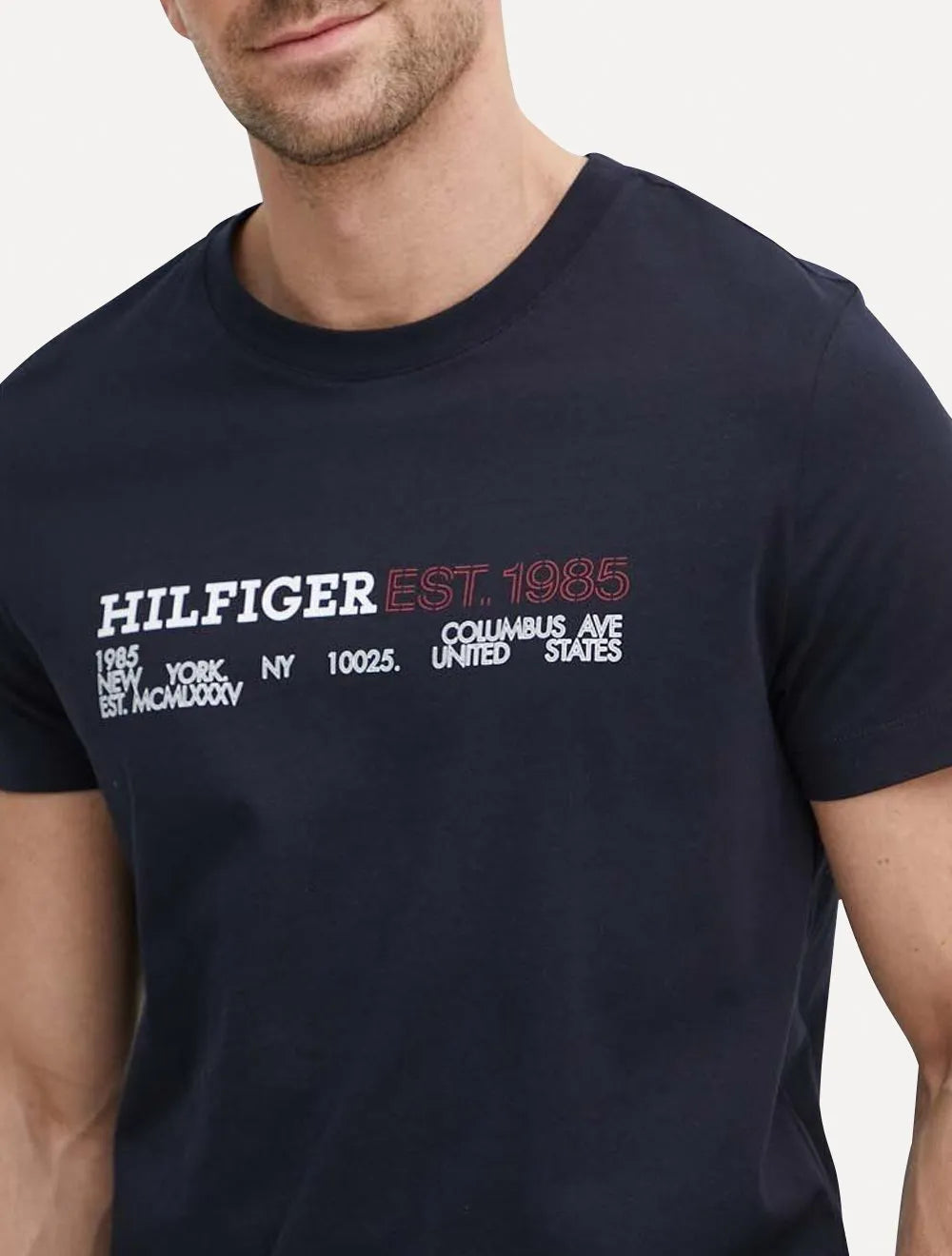 Camiseta Tommy Hilfiger Masculina Monotype 1985 Logo Azul Marinho