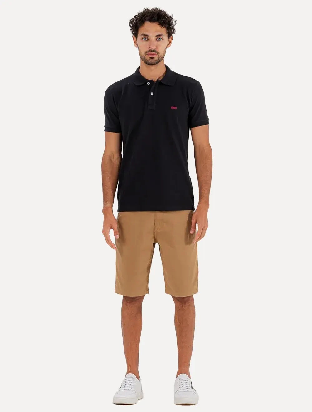 Polo King & Joe Masculina Piquet Slim Red Logo Preta