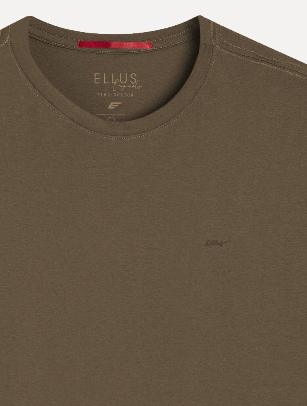 Camiseta Ellus Masculina Cotton Pima Originals Logo Marrom Claro