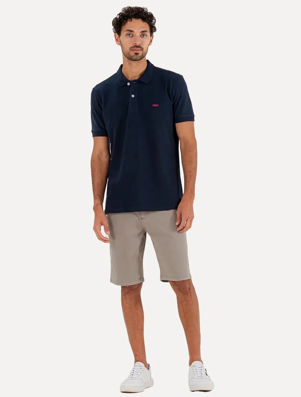 Polo King & Joe Masculina Piquet Slim Red Logo Azul Marinho