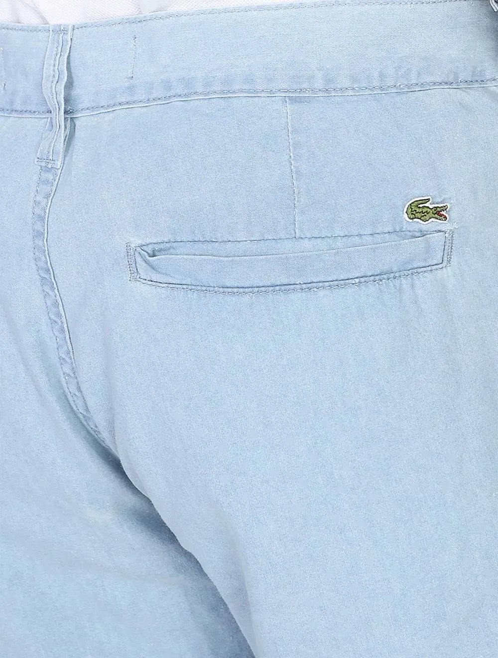 Bermuda Lacoste Masculina Sarja Chino Classic Azul Claro