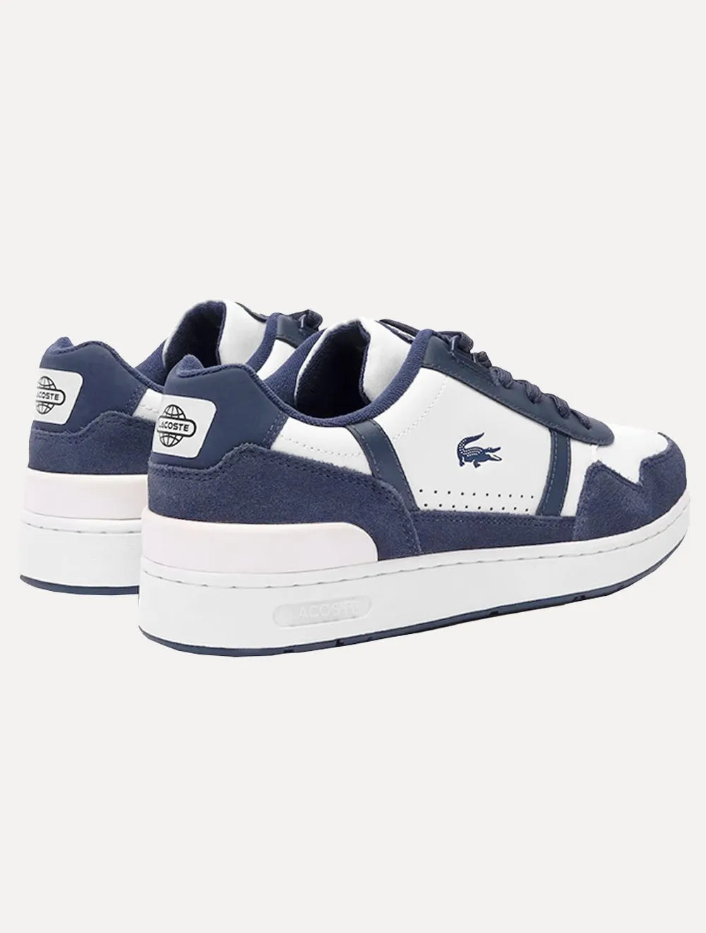 Tênis Lacoste Masculino Couro T-Clip Wht/Nvy Branco