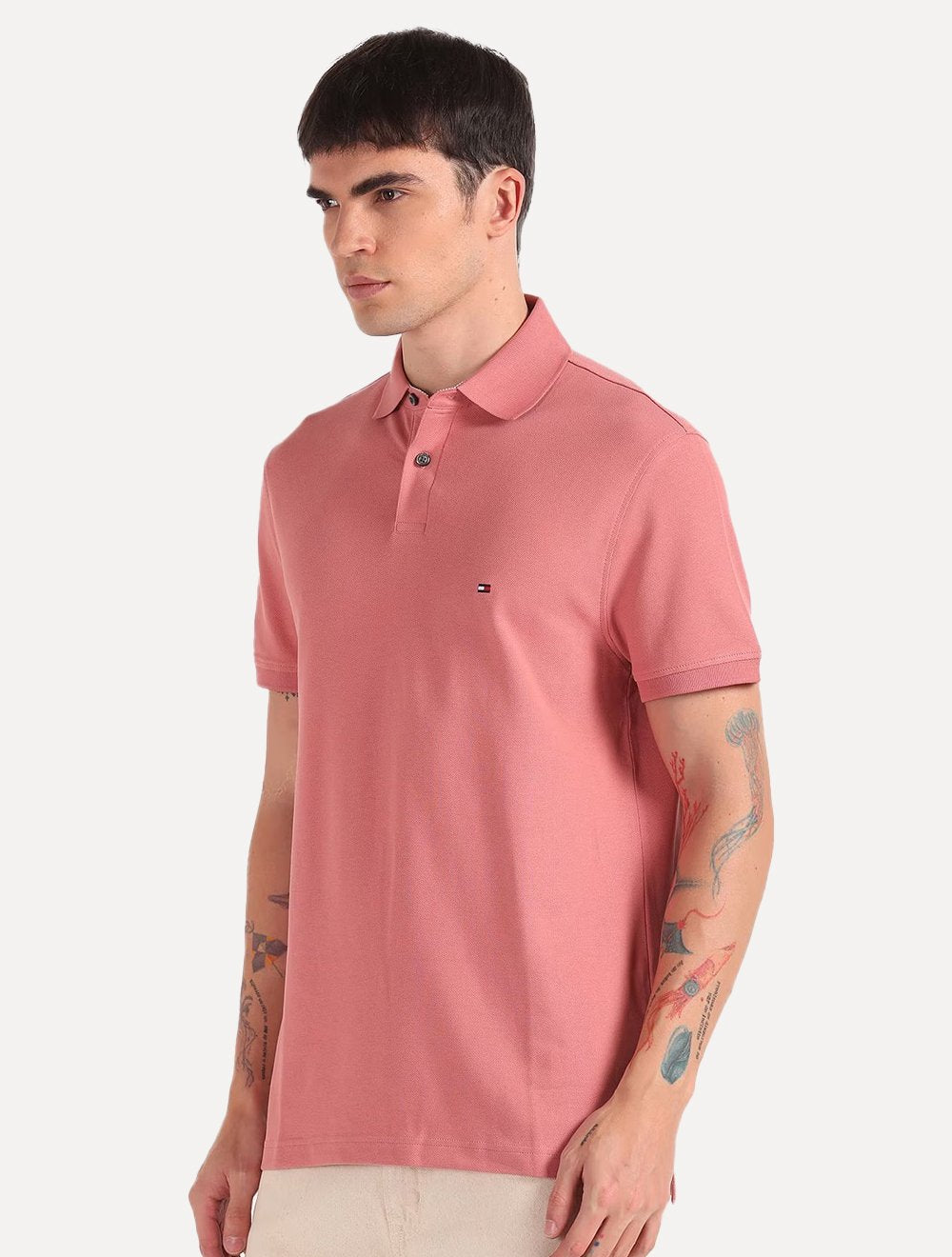 Polo Tommy Hilfiger Masculina Regular Piquet 1985 Rosé