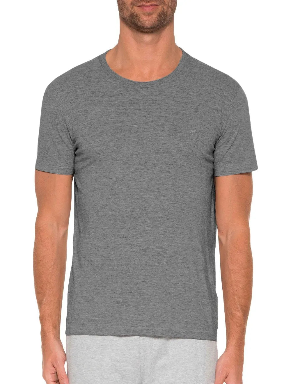 Camiseta Ellus Masculina Cotton Fine Classic Logo Mescla Cinza