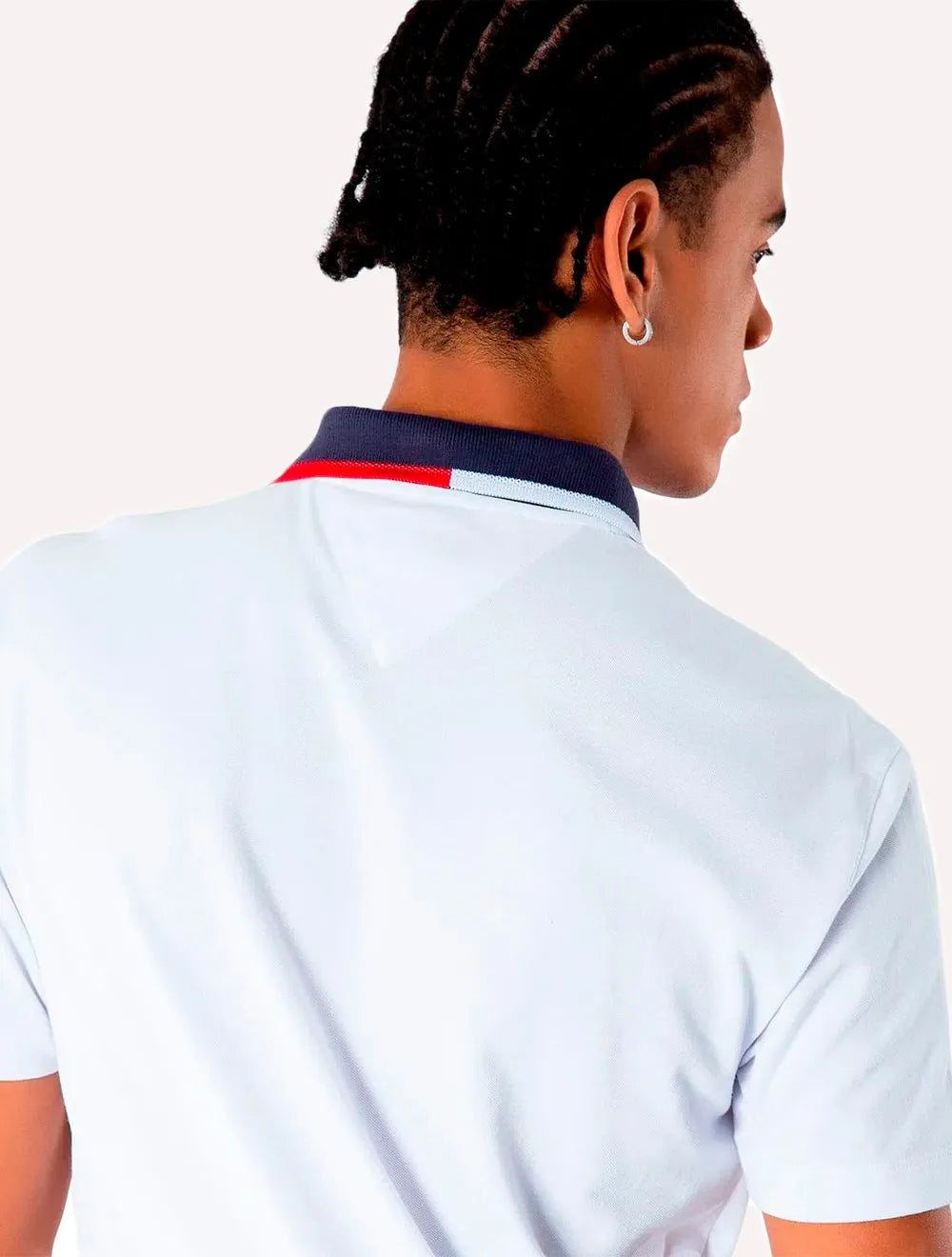 Polo Tommy Jeans Masculina Regular Flag Neck Branca