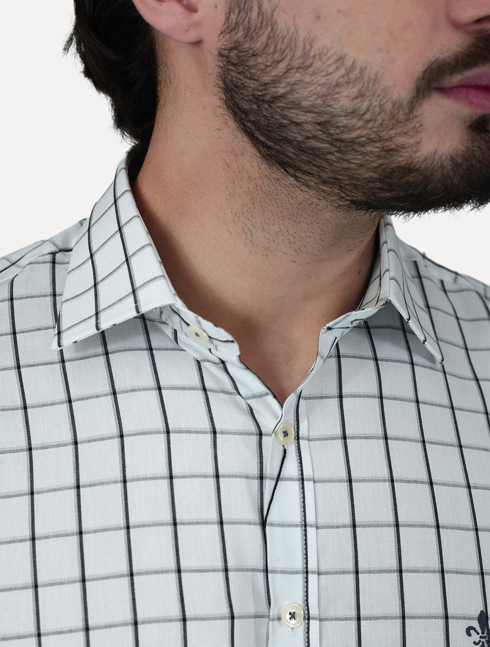 Camisa Dudalina Masculina Comfort Superfine Cotton Xadrez Branca