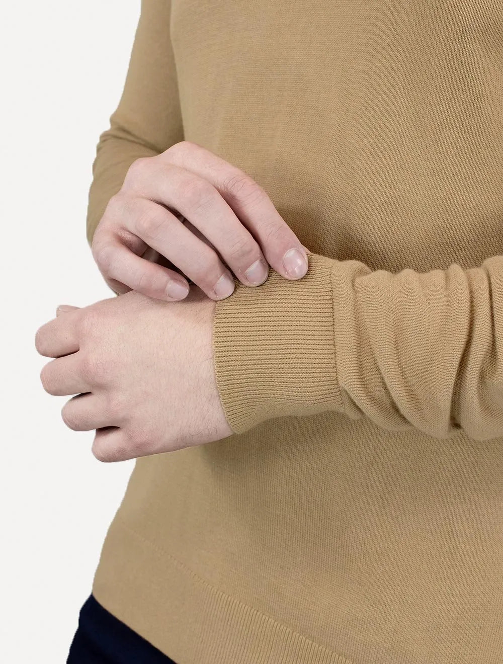 Suéter Tommy Hilfiger Masculino Crewneck Essential Cotton Cáqui