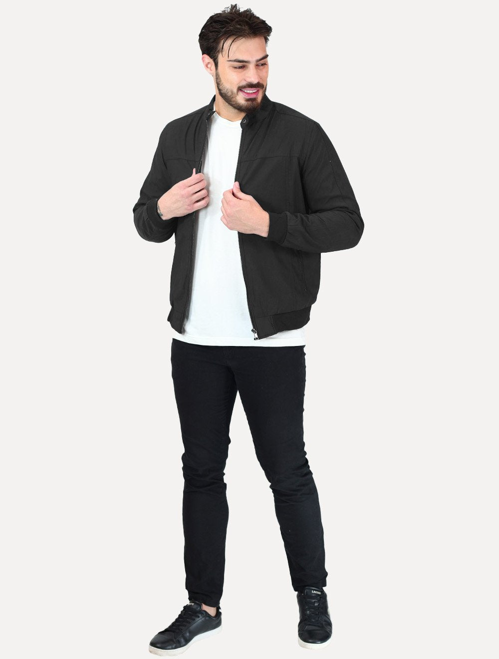 Jaqueta Dixen Masculina Sarja Forrada Zíper Frontal Preto