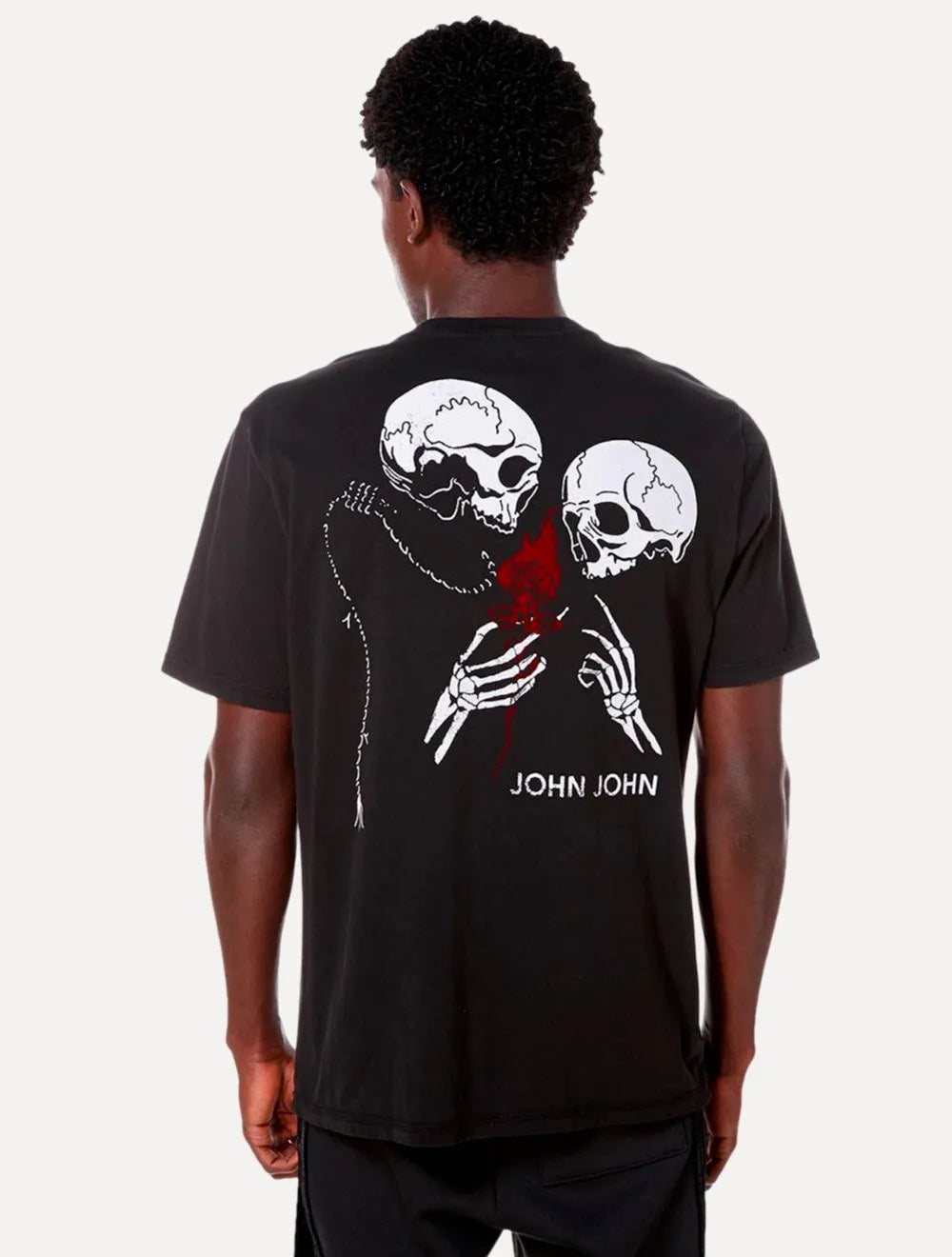 Camiseta John John Masculina Relaxed Fit Burning Flower Preta