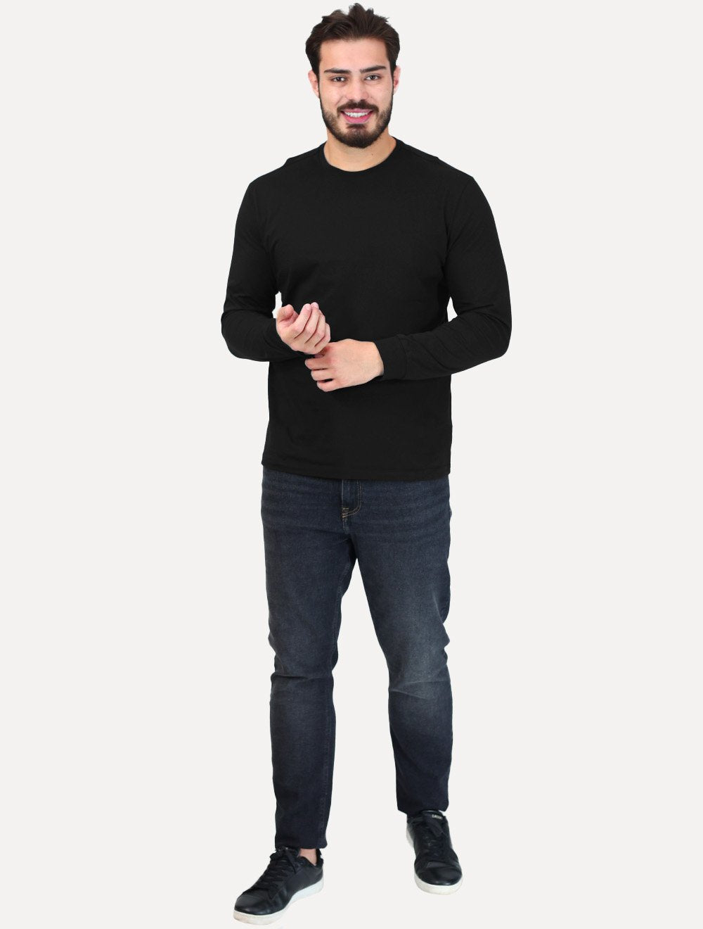 Camiseta Aramis Masculina Manga Longa Basica Mono Logo Preta