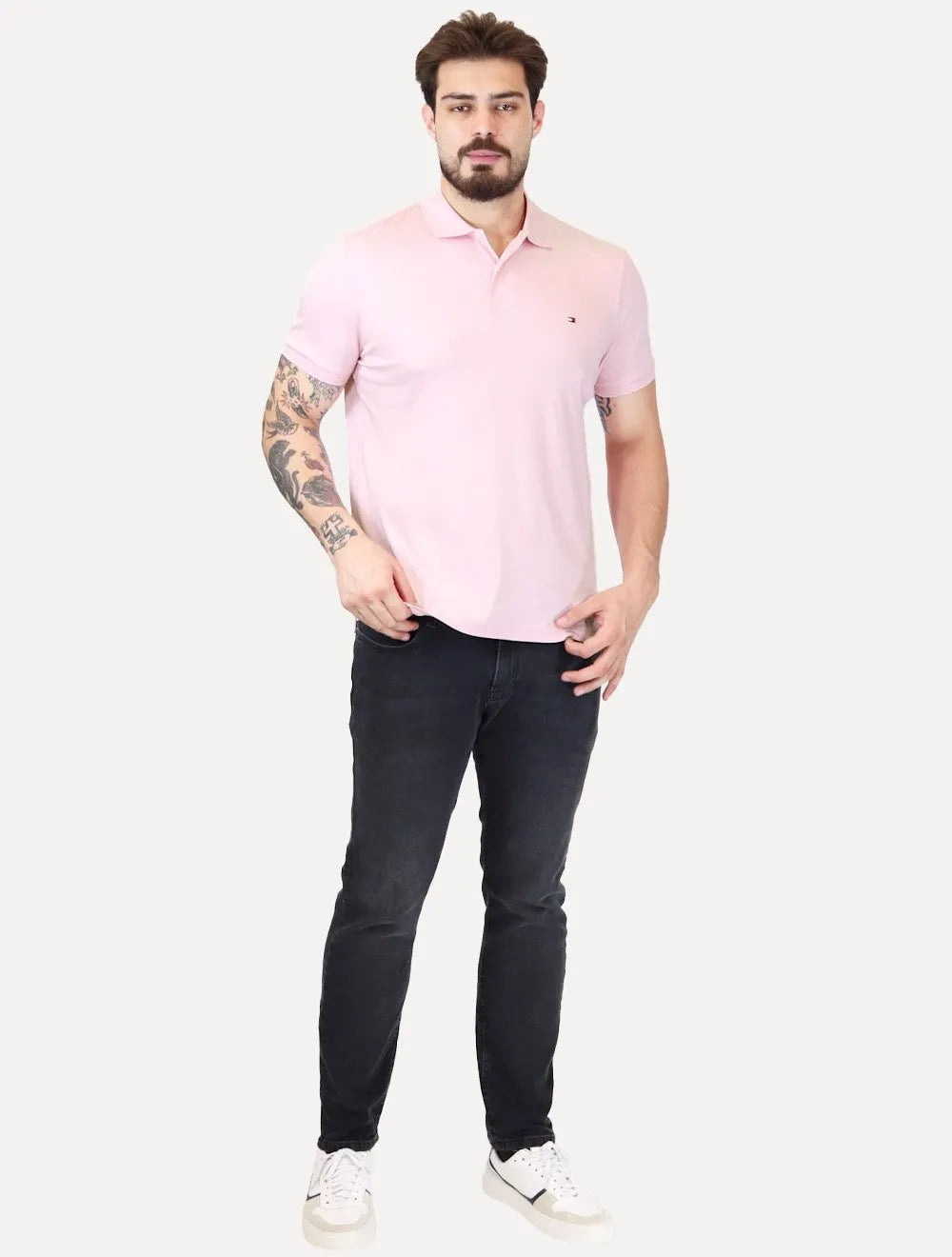 Polo Tommy Hilfiger Masculina Malha Liquid Cotton Seasonal Rosa Fosco