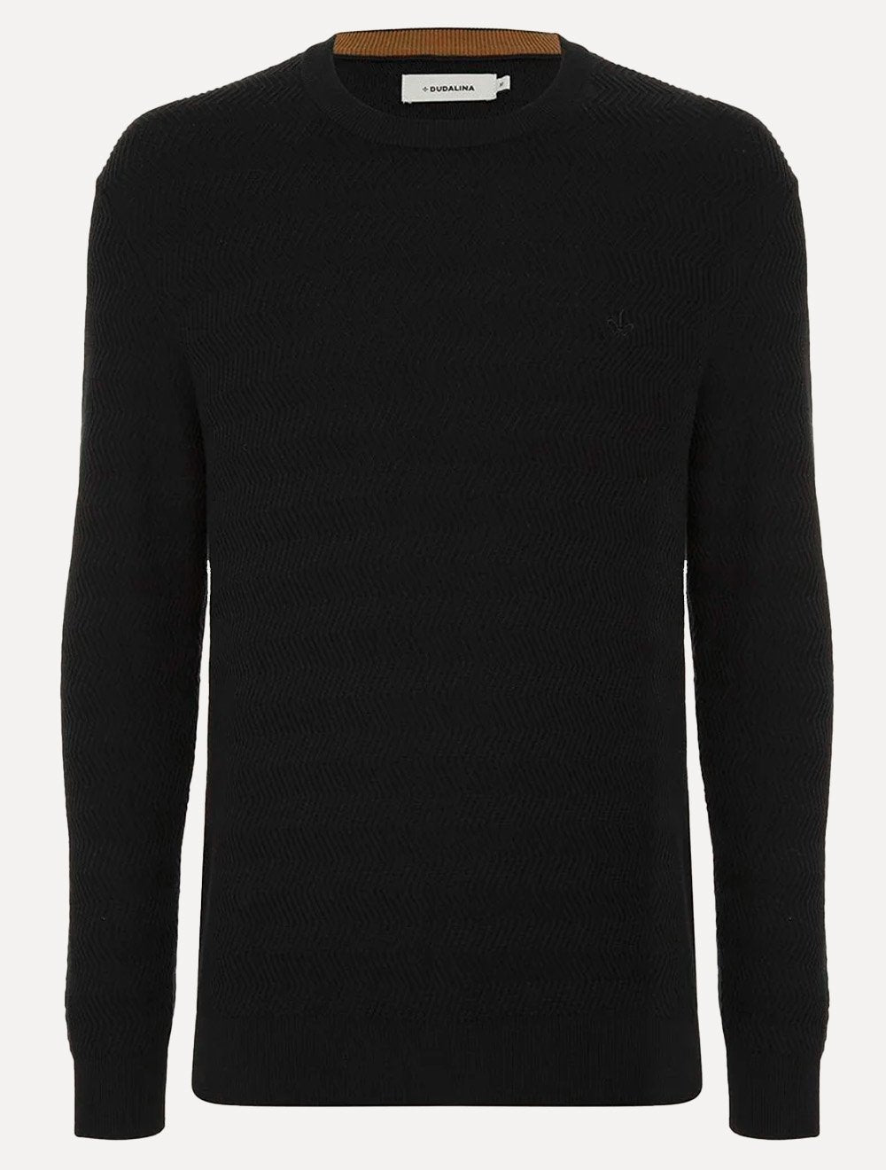 Suéter Dudalina Masculino Tricot Text Chevron Cotton Preto