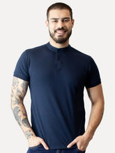 Polo Dixen Masculina Piquet Gola Padre Lisa Azul Marinho