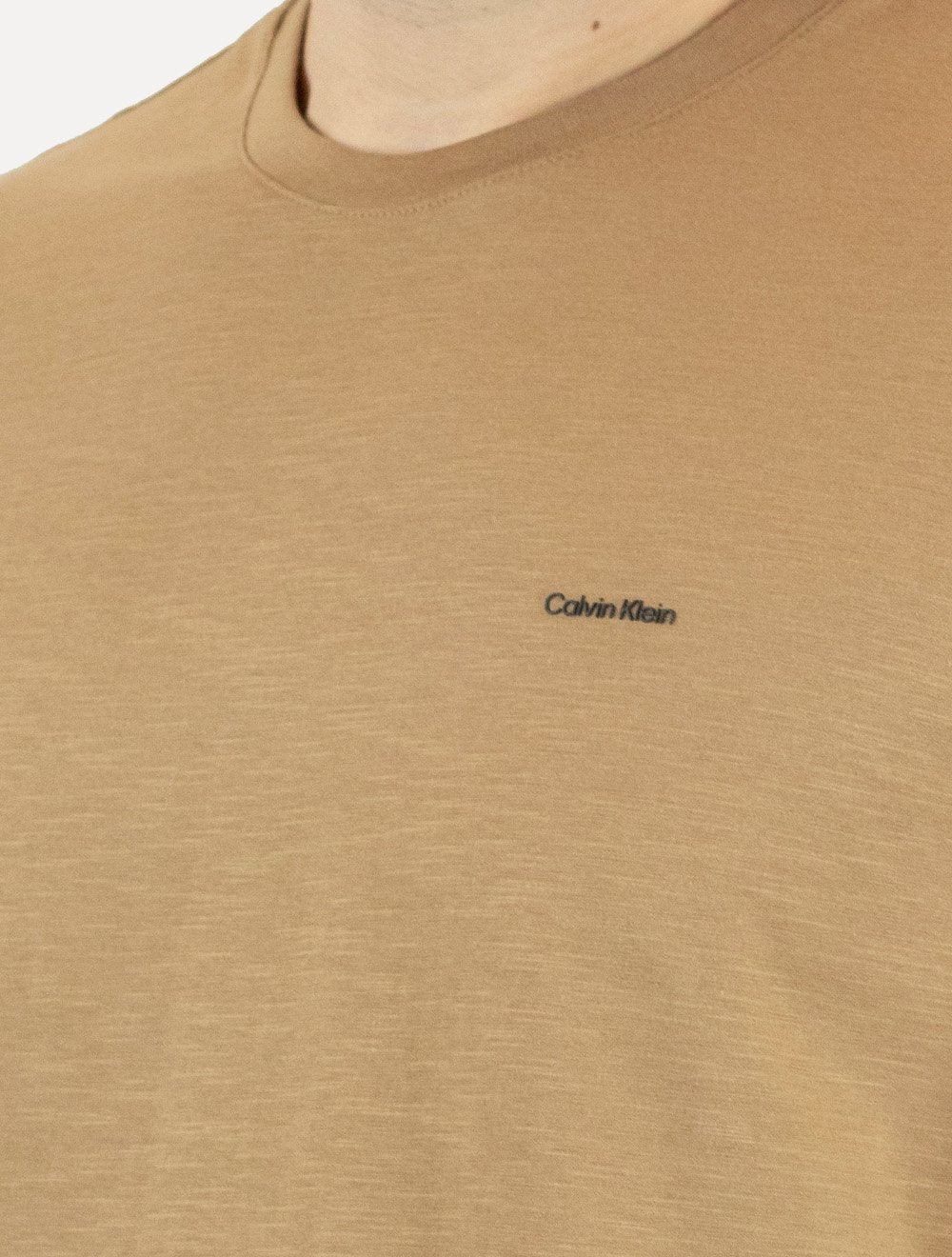 Camiseta Calvin Klein Masculina Flame New Logo Cáqui Mescla