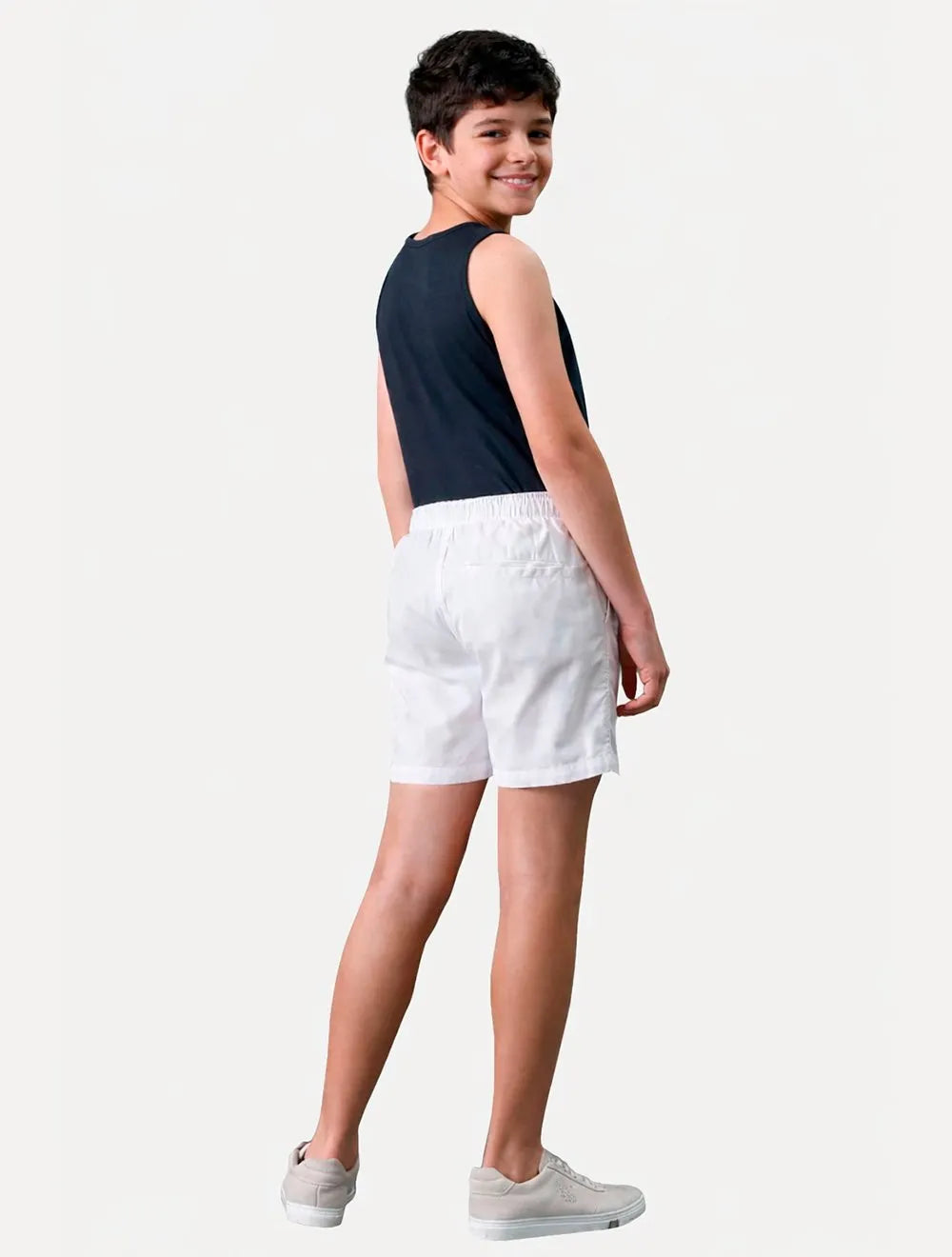 Bermuda Calvin Klein Infantil Color Curta Paper Branca