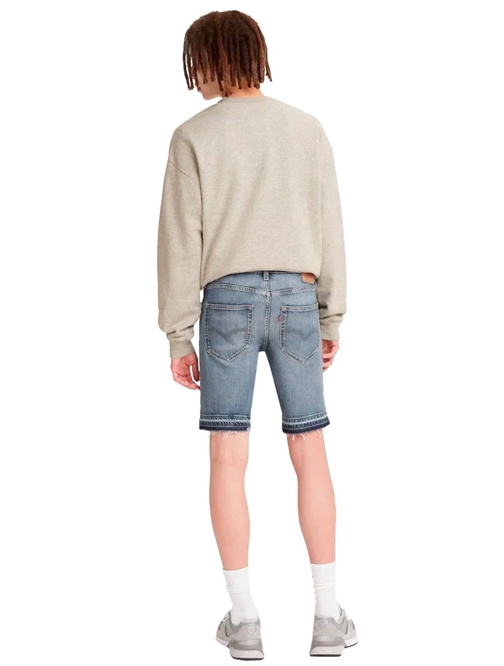 Bermuda Levis Jeans Masculina 412 Slim Shorts Stretch Destroyed Azul