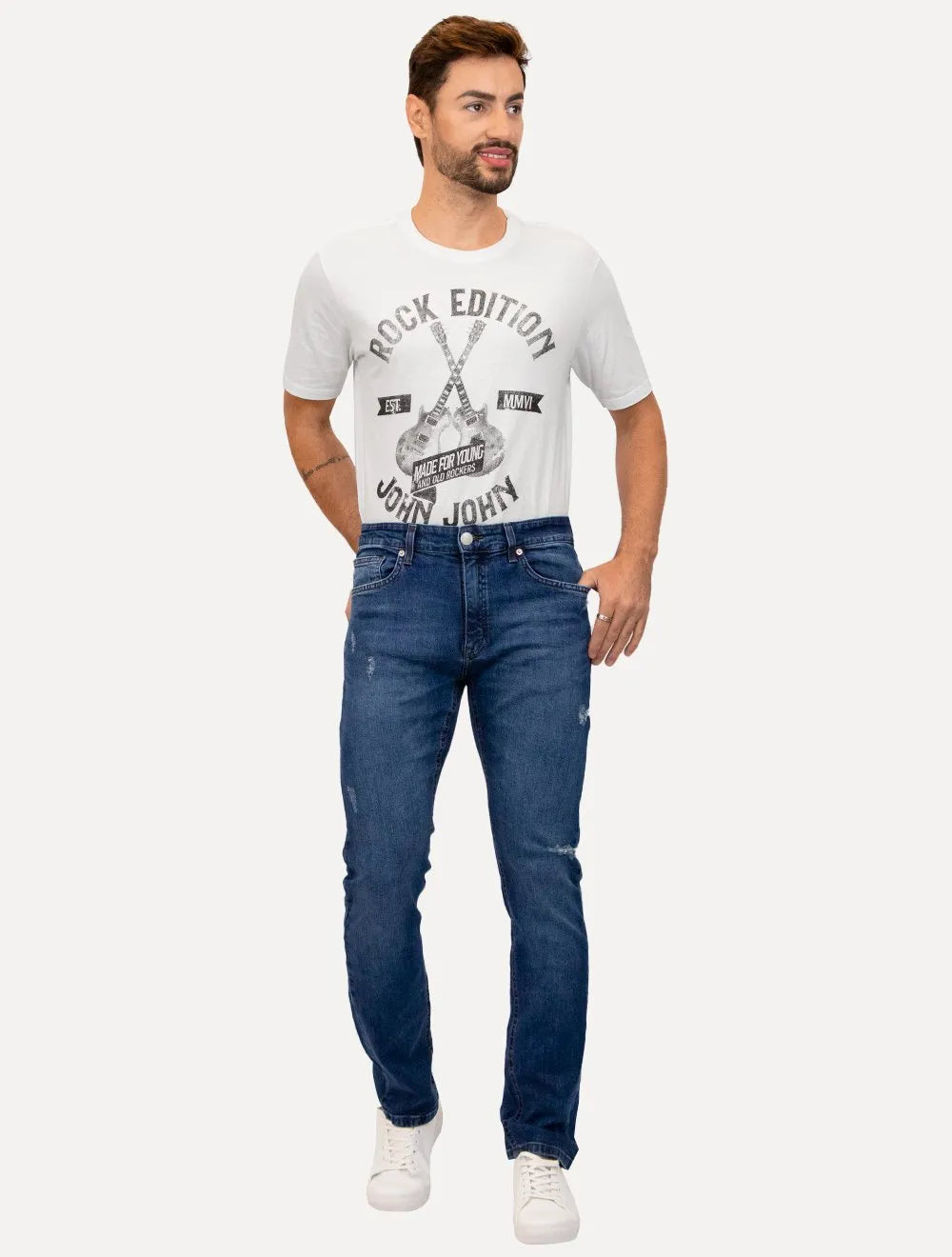 Camiseta John John Masculina Regular Guitar Young Branca