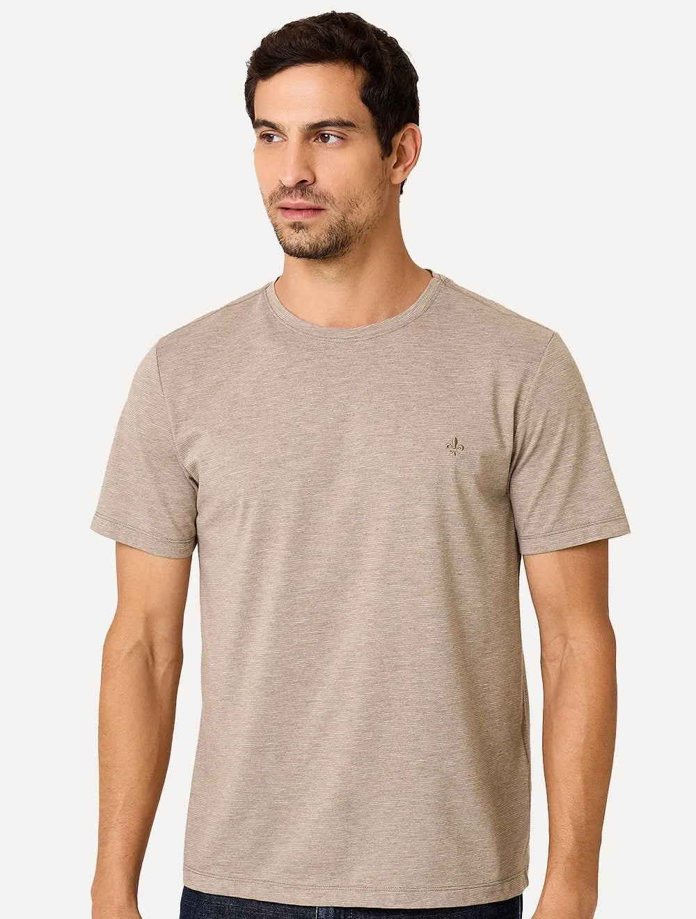 Camiseta Dudalina Masculina Basic Essential Caqui Escuro Mescla