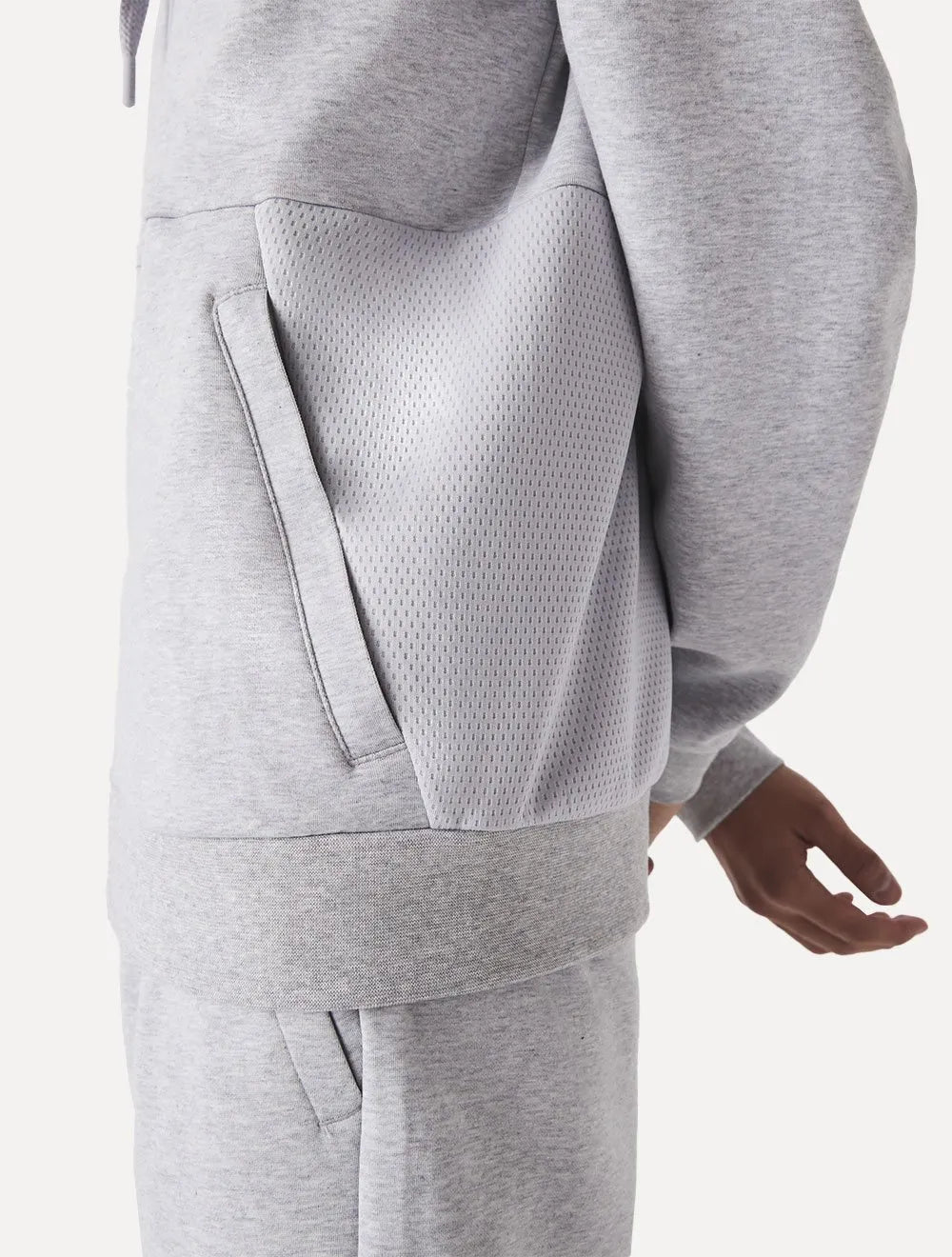 Moletom Lacoste Masculino Sport Mesh Panels Hoodie Cinza Mescla
